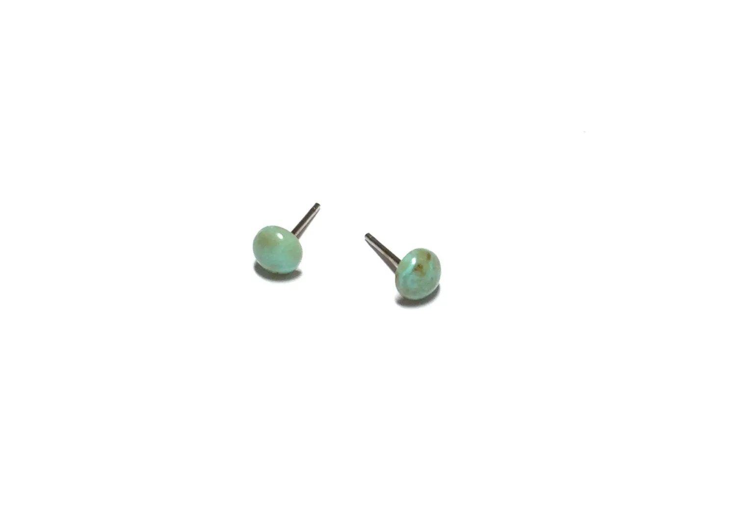 Tiny Turquoise Marbled Lucite Stud Earrings