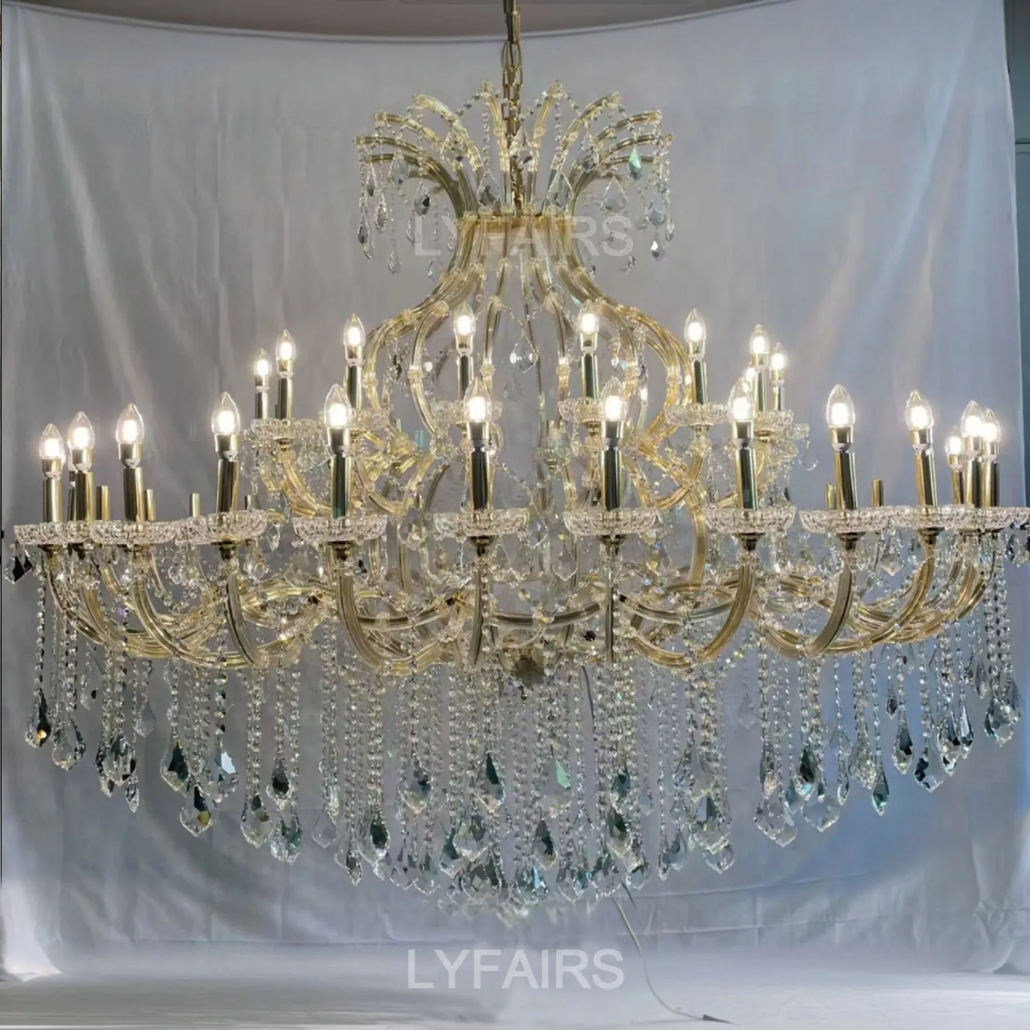 Traditional Classic Crystal Chandelier for Staircase/Foyer/Villa/High-ceiling Living Room