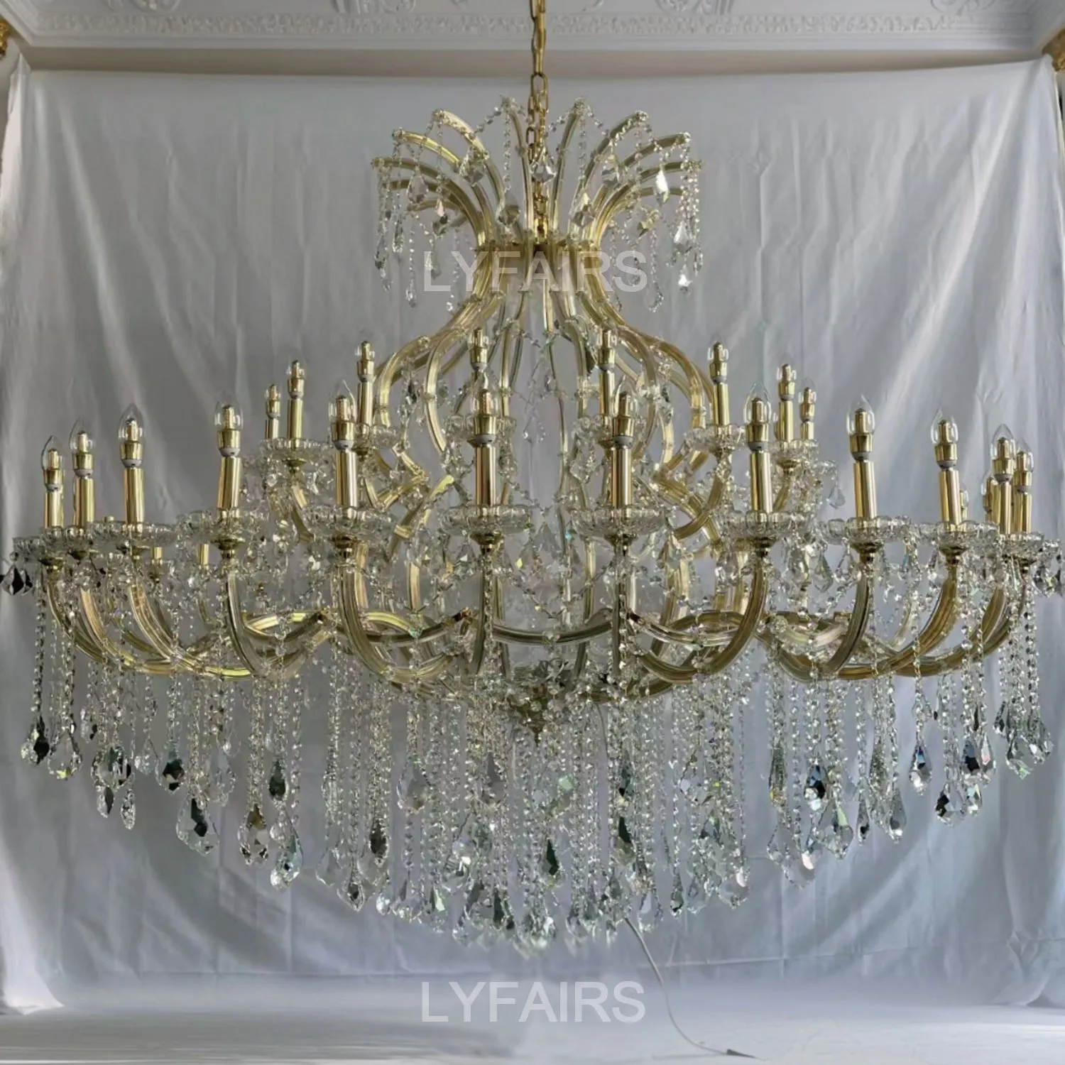 Traditional Classic Crystal Chandelier for Staircase/Foyer/Villa/High-ceiling Living Room