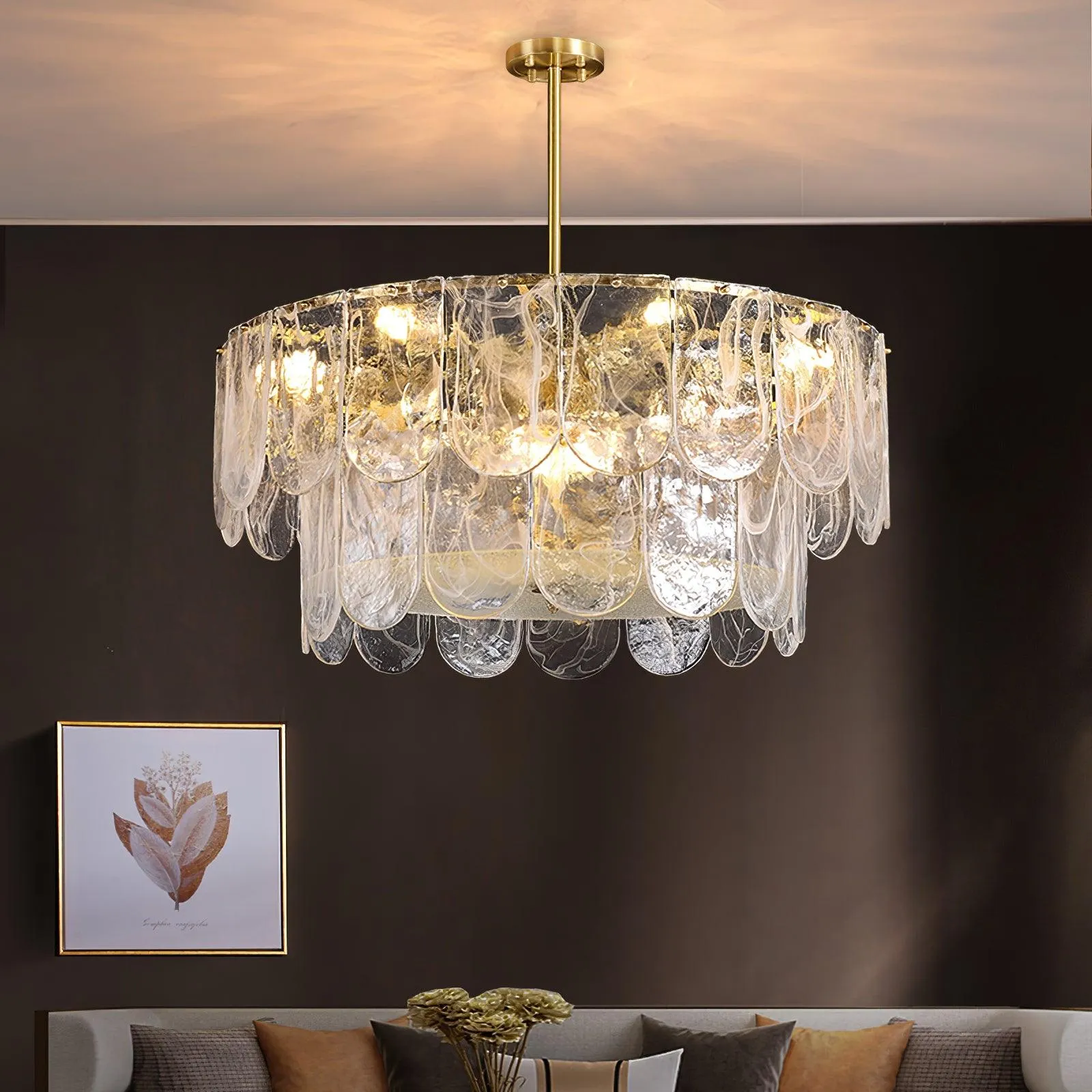 Traditional Classic Metal Glass Chandelier