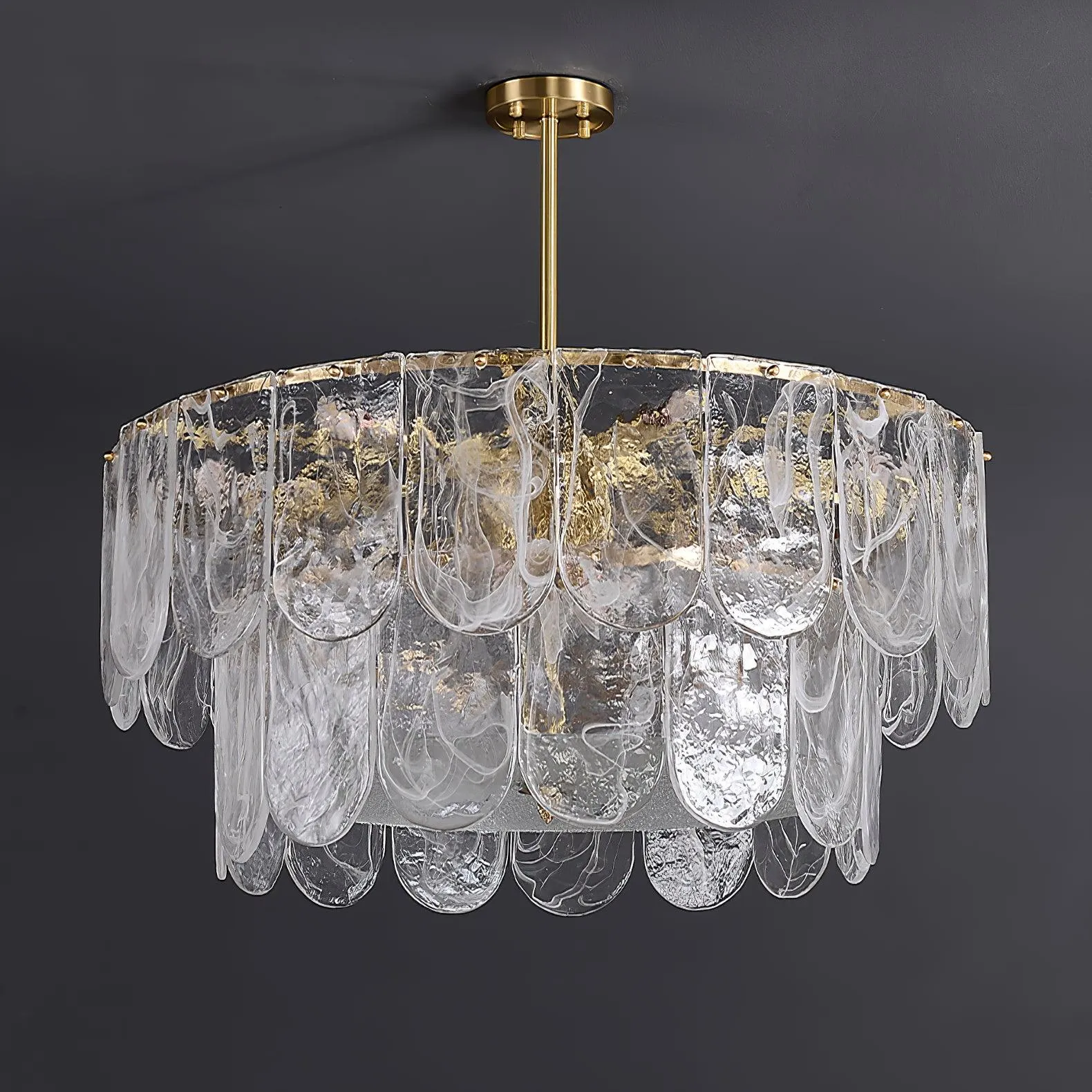 Traditional Classic Metal Glass Chandelier