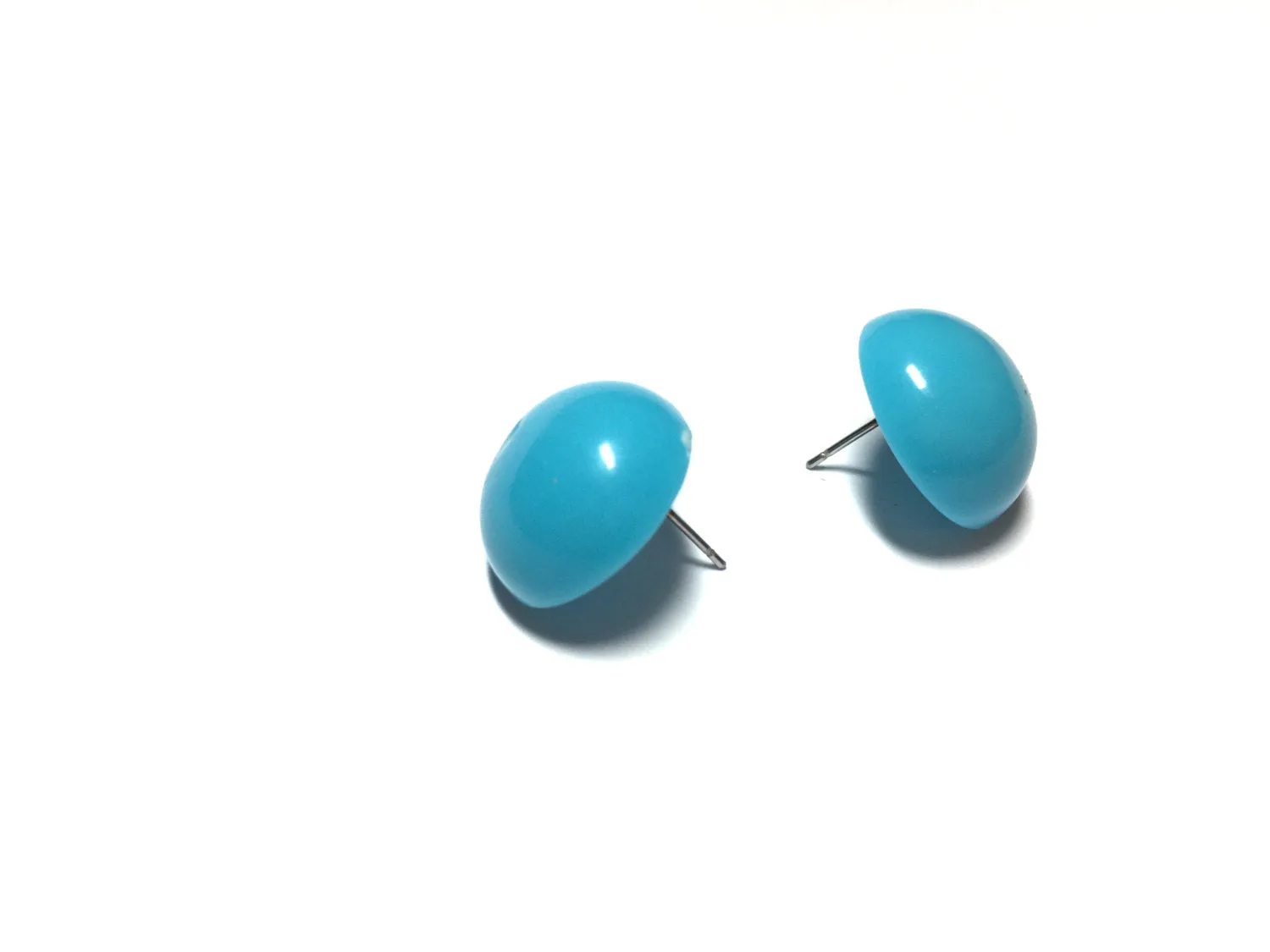 Turquoise Blue Retro Button Stud Earrings