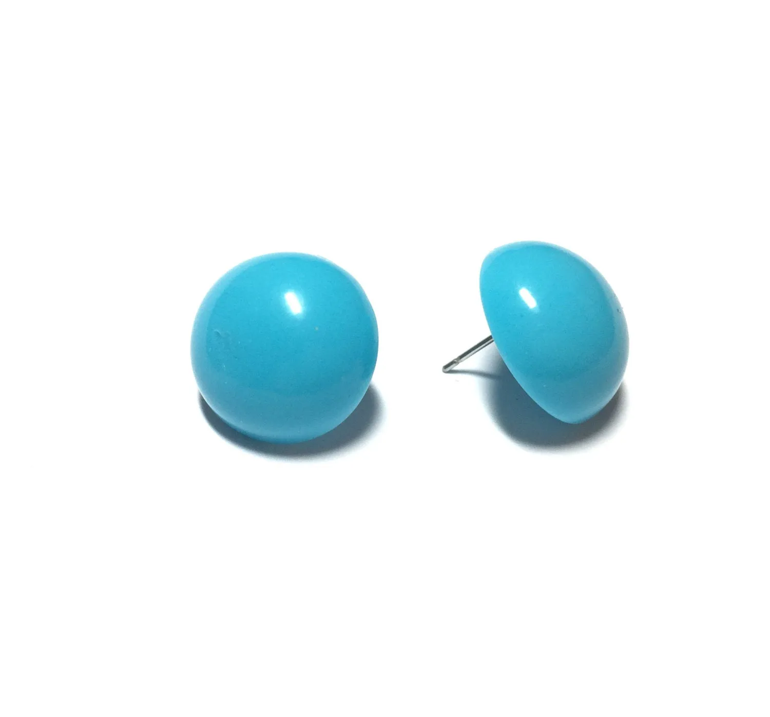 Turquoise Blue Retro Button Stud Earrings