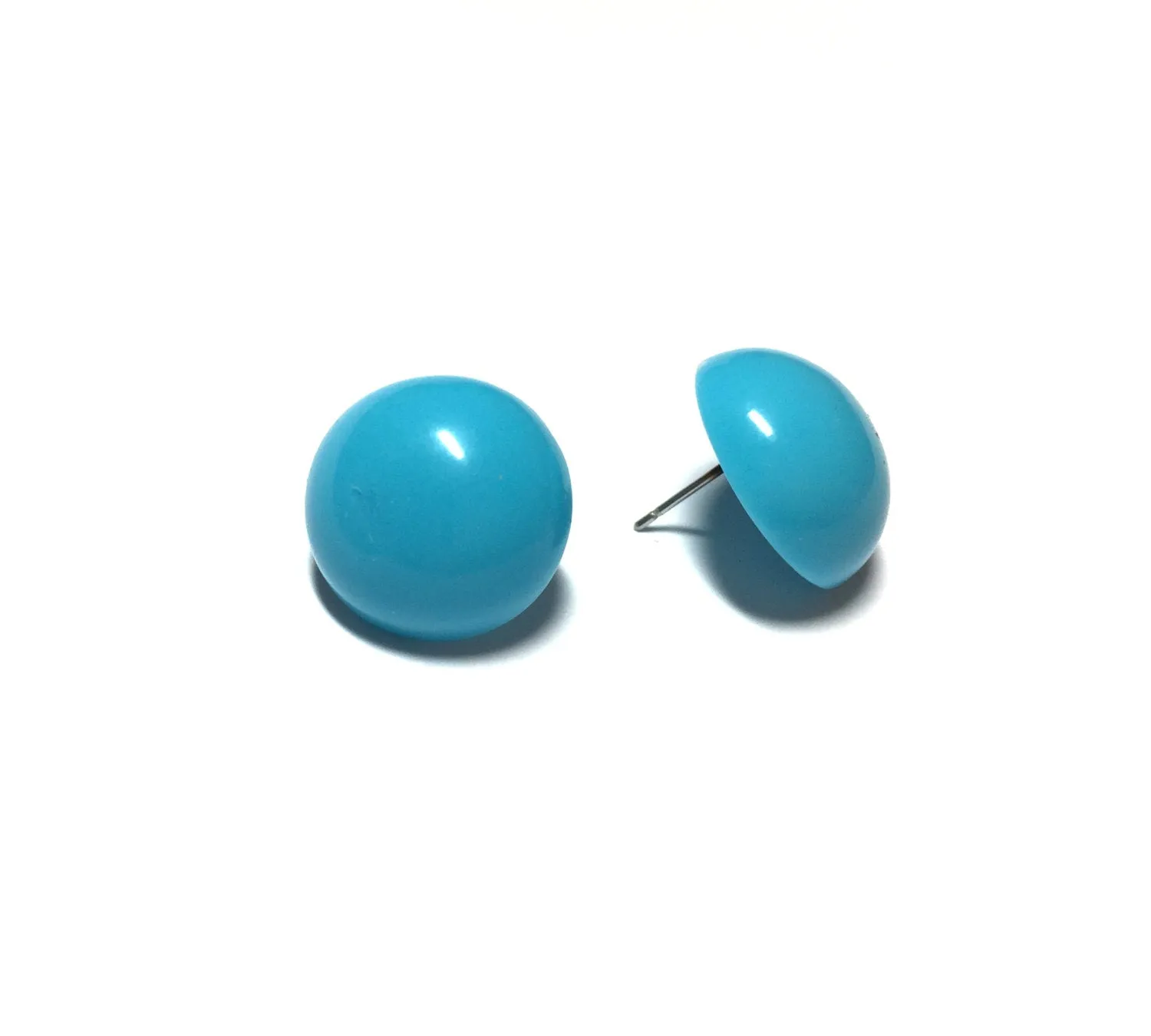 Turquoise Blue Retro Button Stud Earrings