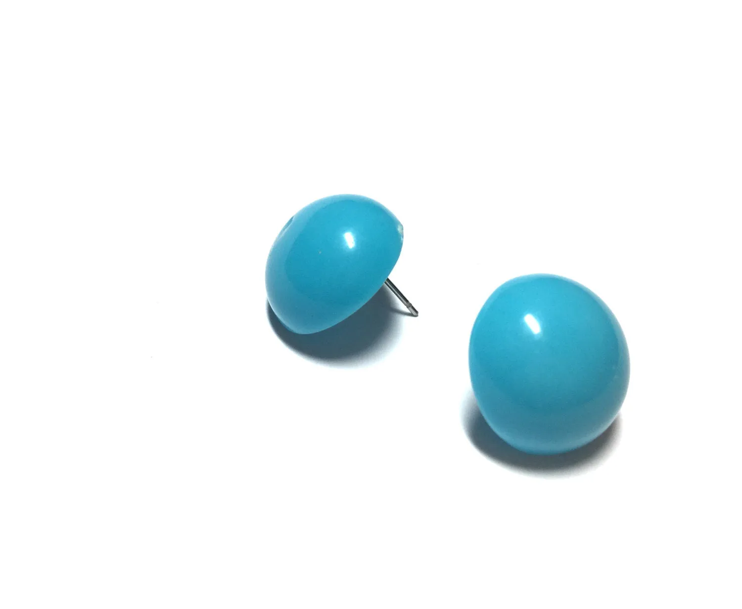 Turquoise Blue Retro Button Stud Earrings