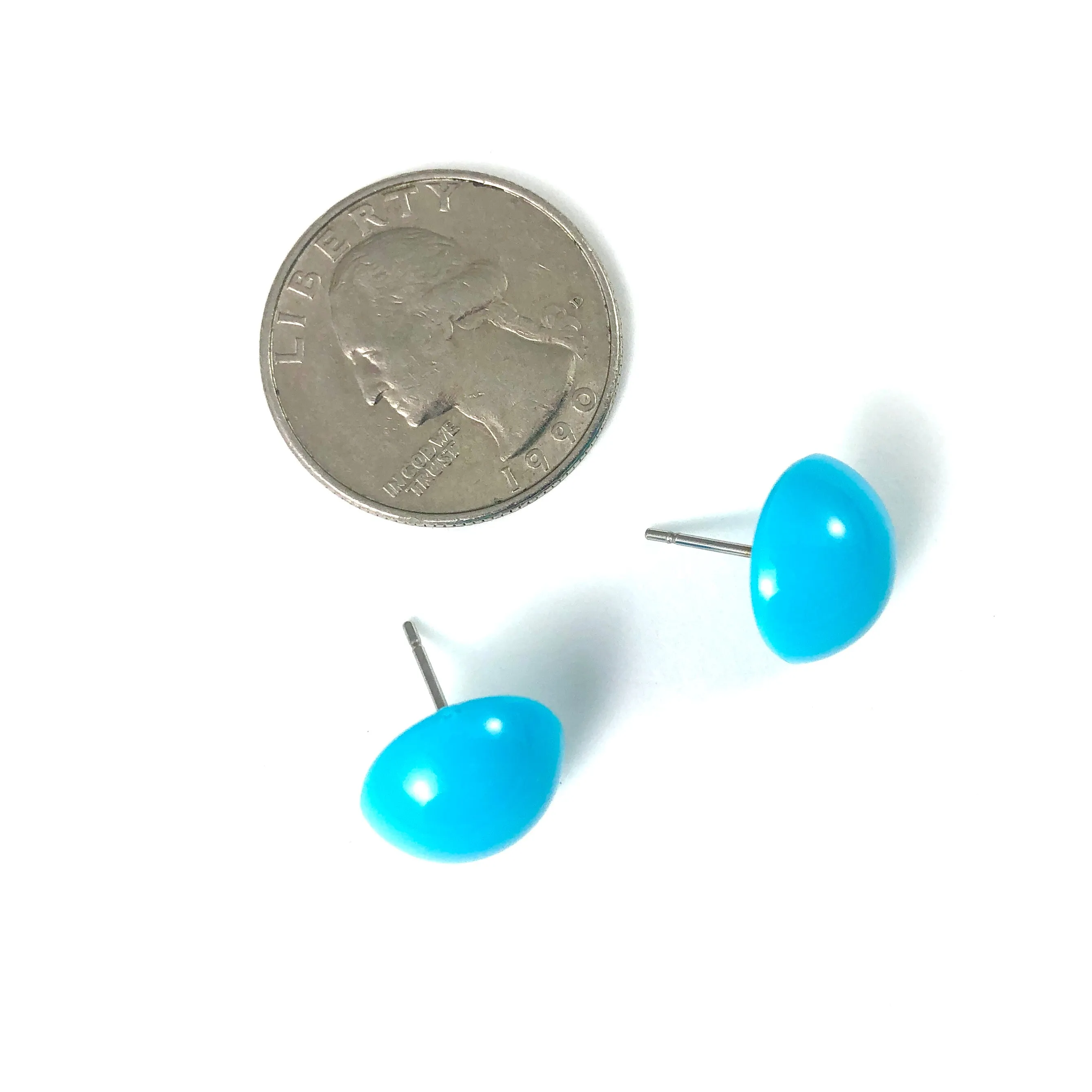 Turquoise Retro Button Stud Earrings