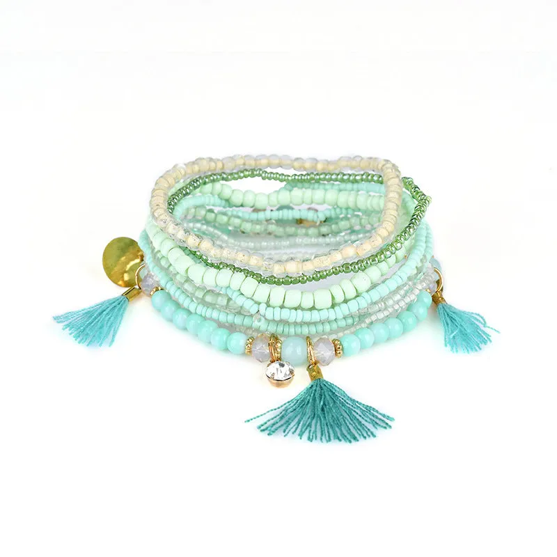 Vintage Bohemian Bracelet Multilayer Ocean Wind Tassel Pendant Bracelet