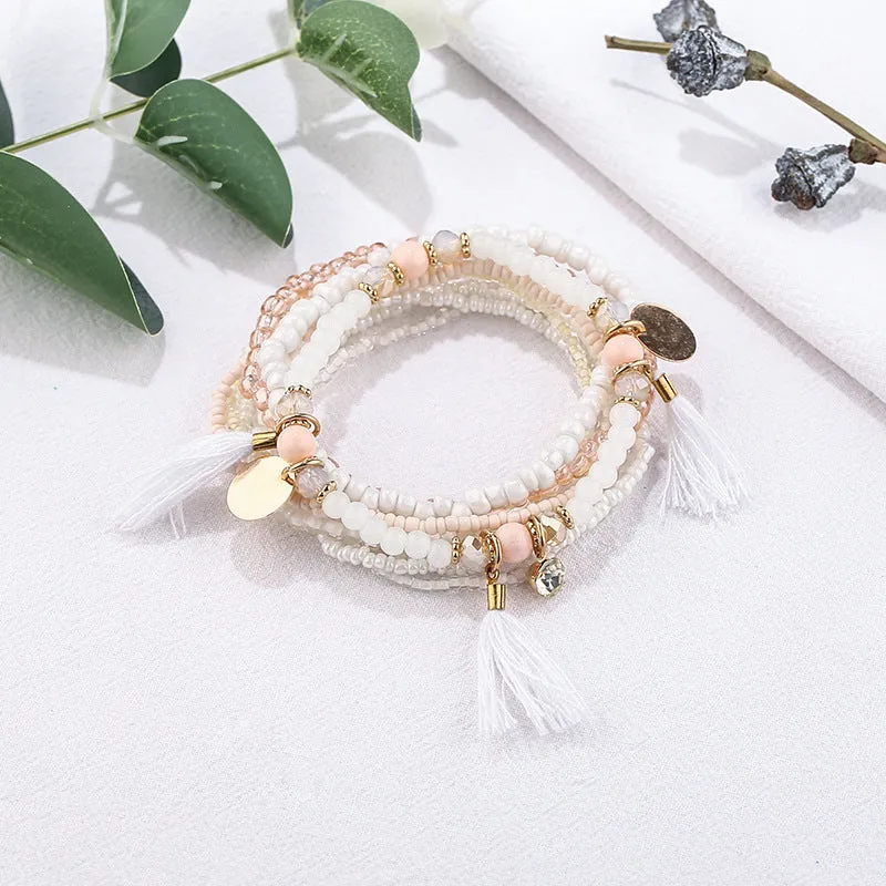 Vintage Bohemian Bracelet Multilayer Ocean Wind Tassel Pendant Bracelet