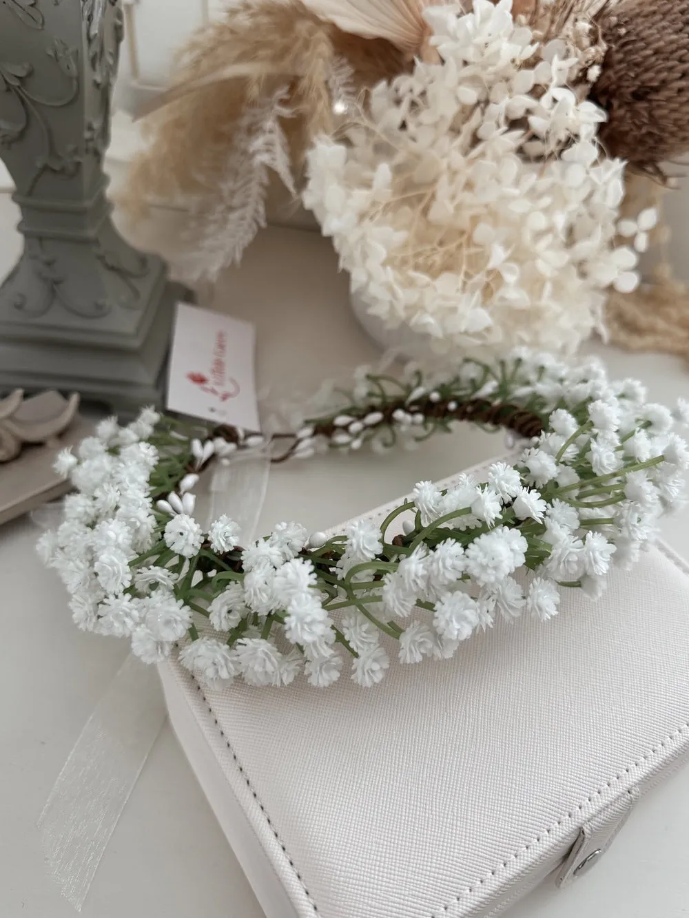 White Babys Breath Flower Crown