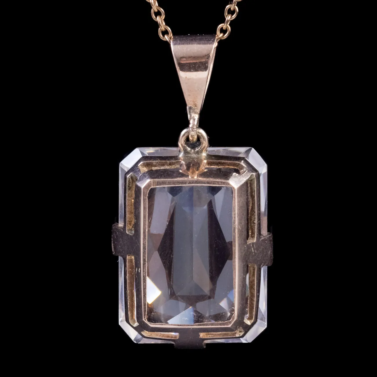 White Sapphire Pendant Necklace 9Ct Yellow Gold 28Ct Sapphire