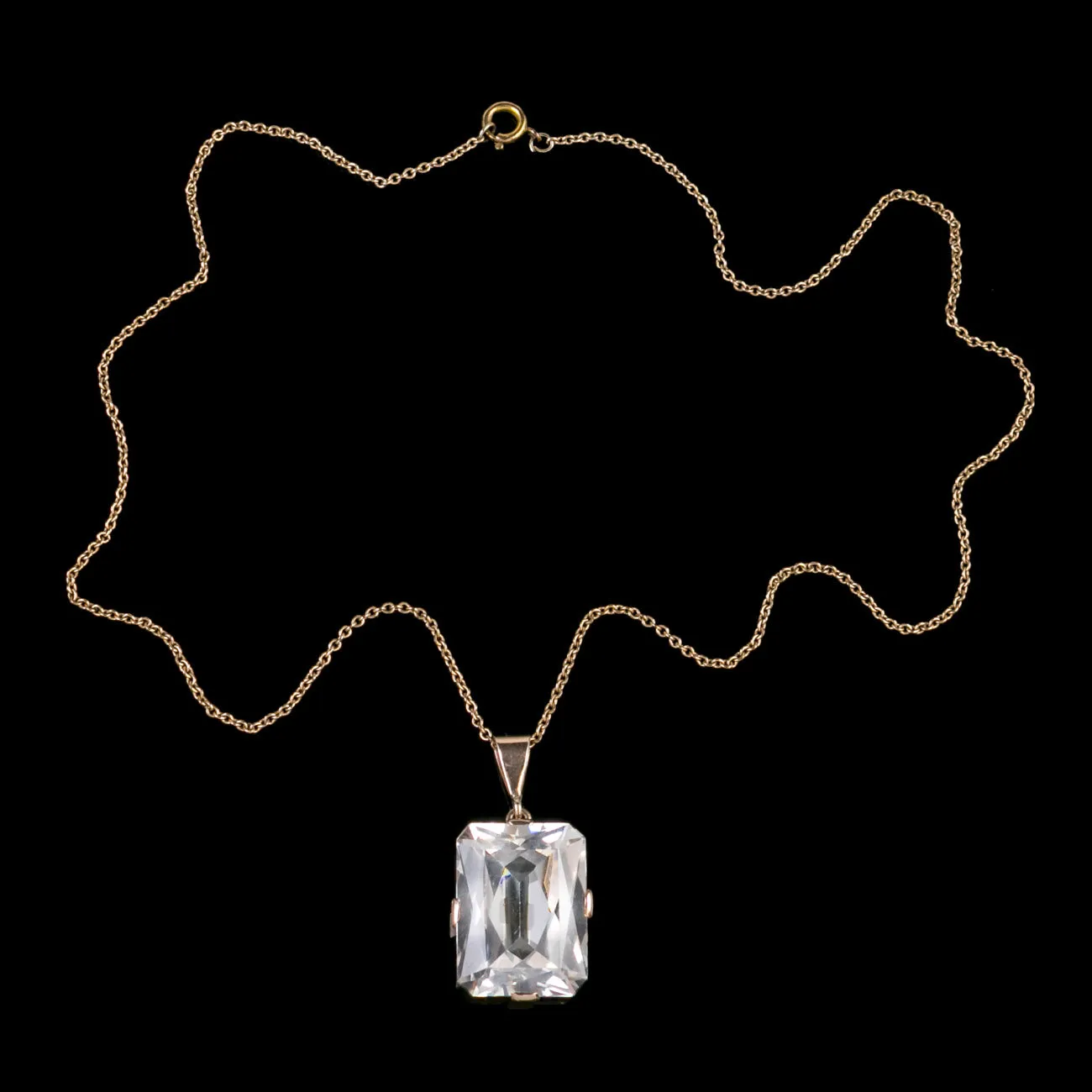 White Sapphire Pendant Necklace 9Ct Yellow Gold 28Ct Sapphire