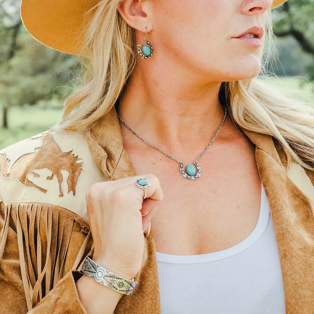 Within Luck Turquoise Horseshoe Earrings